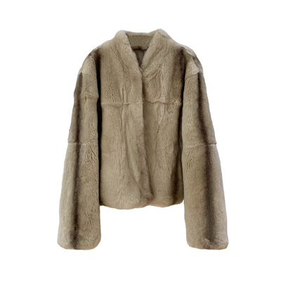 雷克斯整皮獭兔毛小立领短款皮草