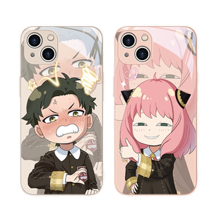 阿尼亚手机壳新款适用苹果15promax间谍过家家iPhone16情侣13次子12mini周边11动漫xsmax液态14玻璃8plus全包