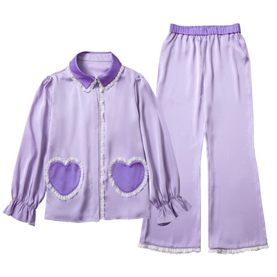 elfu睡衣新款女爱心蕾丝睡衣女