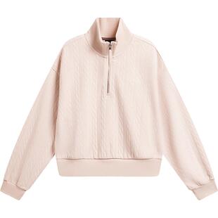 李宁半拉链卫衣女士春季2026新款刺绣长袖休闲翻领宽松针织运动服