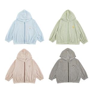 幼悠男童2026新款条纹连帽遮阳防晒衣夏季流行清凉透气儿童薄外套