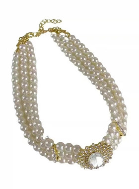 复古新款女珍珠皓石锁骨链女团