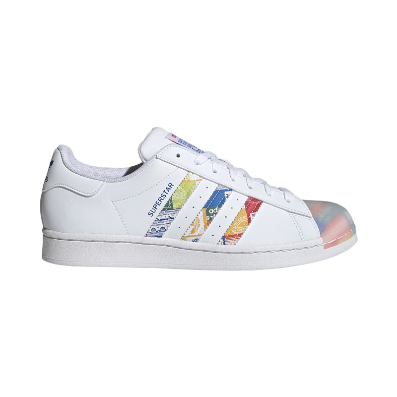 Adidas三叶草涂鸦贝壳头系带板鞋