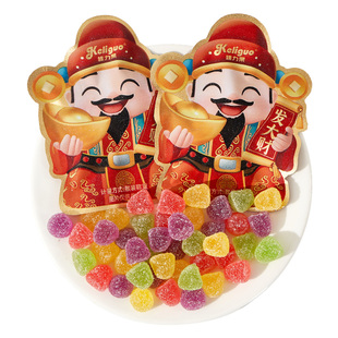 棵力果财神爷造型酸q糖软糖橡皮糖散装过新年货春节糖果零食批发
