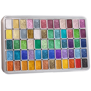 珠光水彩颜料小盒固体分装敦煌便携国风迷你水彩颜料盒180色美术专用水彩画套装全套爆闪美甲金色珠光