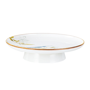 高淳陶瓷中式家用骨瓷果盘高脚小清新点心盘新年果碟高档轻奢摆件