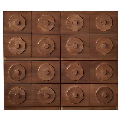 纳威中古风卡门柜胡桃木色复古餐边柜设计创意模块组合玄关储物柜