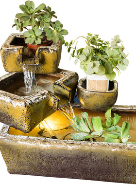 台湾陶瓷招财庭院聚四方财摆件