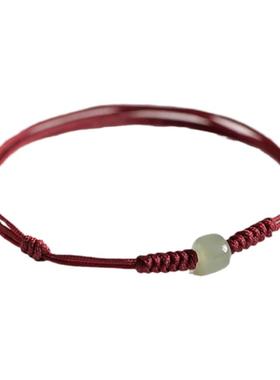 新款天然和田玉好运红绳