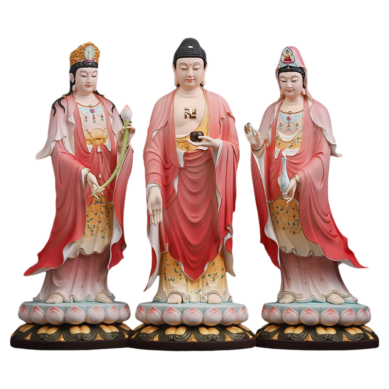 戴玉堂西方三圣阿弥陀佛佛像南海观音菩萨大势至菩萨家用神像摆件
