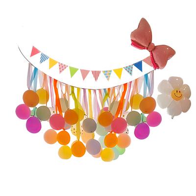 ~彩虹恐龙主题满月百天布置装饰