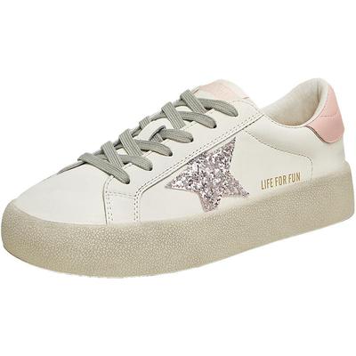 天美意秋新时尚休闲简约拼色星星小白鞋女休闲鞋AB076CM3