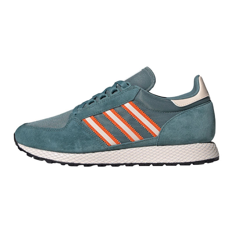Adidas三叶草墨绿复古缓震跑步鞋