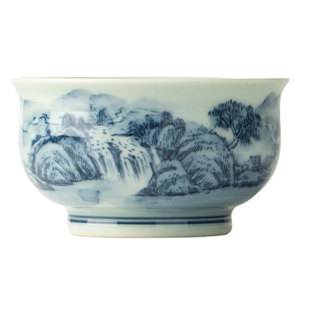 三勤堂手绘中式青花山水炉式杯景德镇陶瓷手绘茶杯单个装品茶茶具