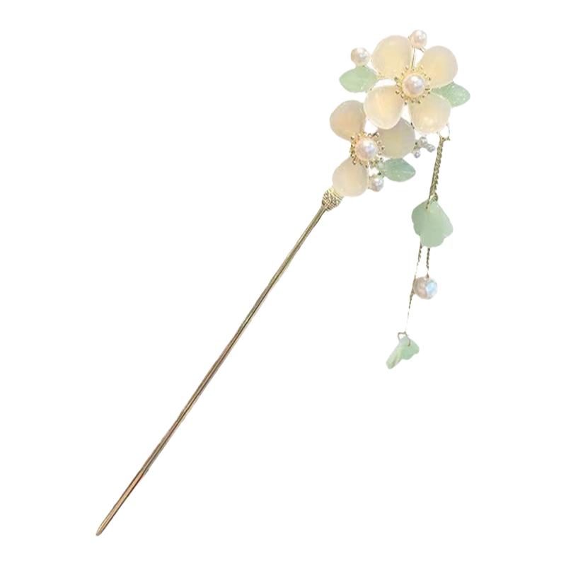 桃花流苏发簪盘发复古步摇发钗