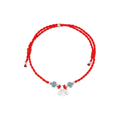 钱如意S925银吊坠红绳手绳手链女
