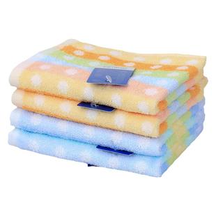 4/10条柔软全棉儿童小毛巾洗脸纯棉家用小号婴儿面巾吸水圆点童巾