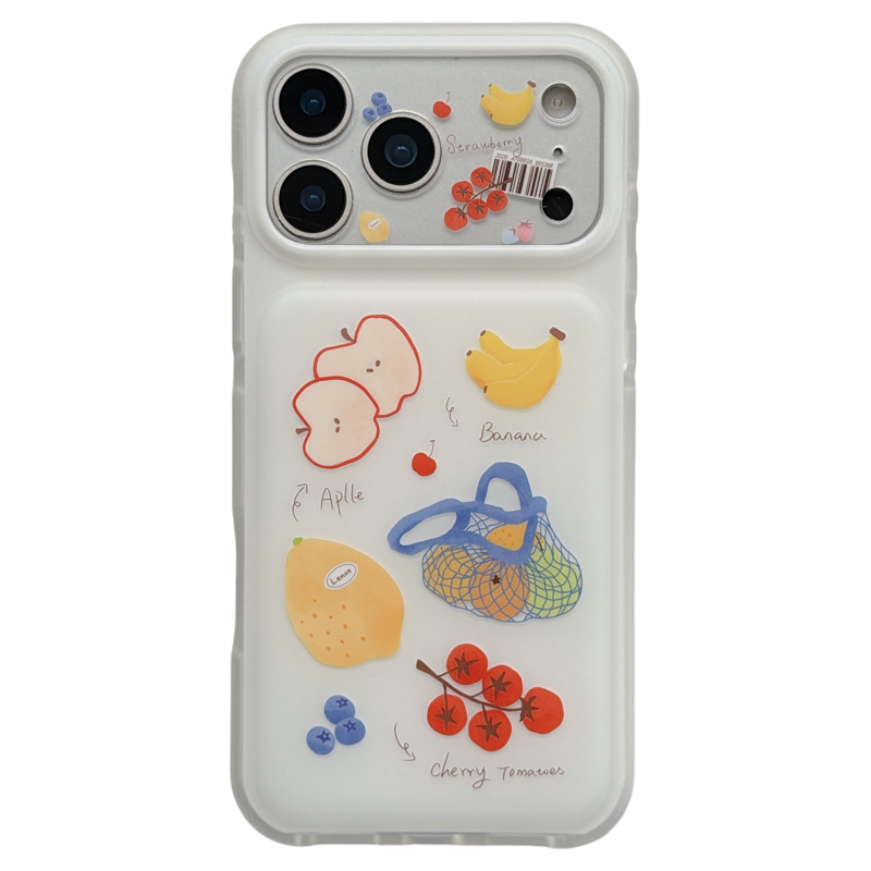 jze ins夏日小清新彩色水果涂鸦适用苹果17ProMax手机壳iphone16pro新款17女款15pro超好看14气垫防摔手机套
