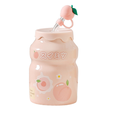 沃酱陶瓷少女心纯手工吸管杯