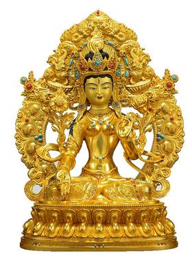 闯隆15寸白度母铜像雕像摆件