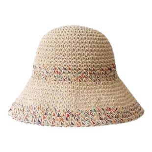 夏天遮阳帽女2025新款海边度假可折叠渔夫帽大帽檐显脸小太阳帽子