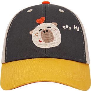 巴拉巴拉儿童帽子男女童棒球帽抗UV遮阳撞色卡通舒适遮阳防晒帽潮