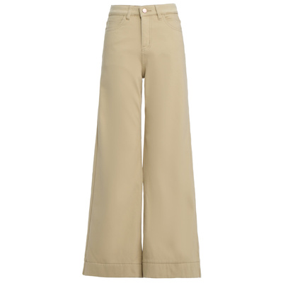 拉夏贝尔丹宁蓝加绒直筒牛仔裤女