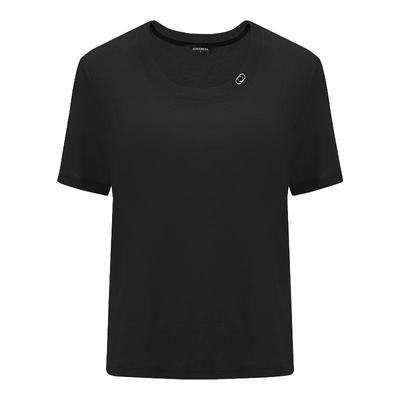 COCOBELLA金属LOGO垂坠舒适短袖针织衫女休闲圆领T恤NTS26B