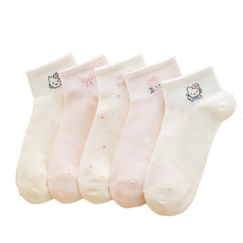 袜子女夏季薄款纯棉甜美短筒袜