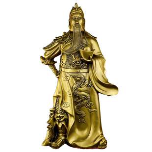 铜关公像摆件黄铜武财神家用供奉客厅店铺家居饰品关二爷开业礼品