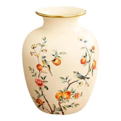 好柿成双高级感复古陶瓷花瓶花艺