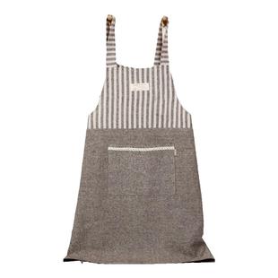 日式棉麻家用厨房围裙防油成人做饭罩衣工作服咖啡店服文艺围裙