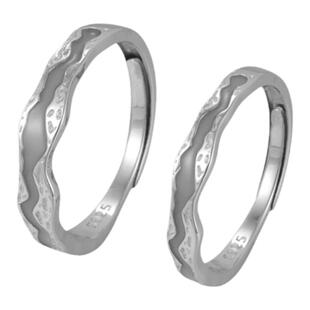 钱万千 光年之境对戒情侣款925纯银荧光可调节夜光戒发光戒指一对