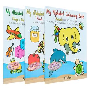 启迪大脑活动涂色书 My Alphabet Coloring Book Animals Foods Things I like 胡锡恒博士儿童书写教程 澳大利亚原版 大音