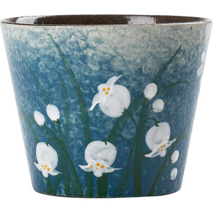 景德镇复古手作粗陶猪口杯釉下彩手握杯精致水杯拿铁拉花杯子茶杯