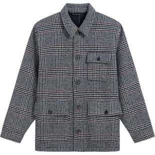 [商场同款]Brooks Brothers/布克兄弟男士秋冬羊毛千鸟格毛呢外套