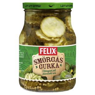 瑞典进口Felix0脂肪切片酸小黄瓜罐头瓶装下饭菜三明治汉堡泡菜