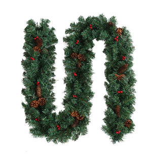 诺琪 2.7米圣诞藤条加密带松果圣诞节装饰品扶手栏杆圣诞装饰藤条