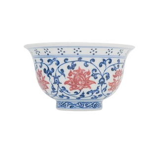 小谦山房永宣缠枝莲釉里红青花压手杯景德镇陶瓷主人杯单个小茶杯