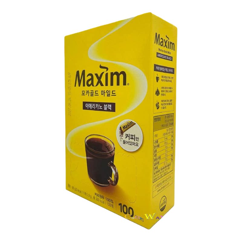 麦馨Maxim 金装摩卡无糖咖啡100条装90g无糖无负担黑咖啡办公提神