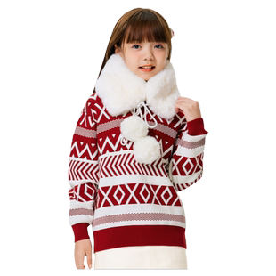 巴拉巴拉男童女童毛衣大童纯棉针织衫圣诞亲子毛衫儿童冬装童装潮