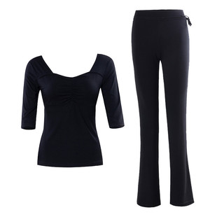 舞蹈裤女莫代尔套装黑色微喇形体裤直筒宽松现代中国舞舞蹈练功服