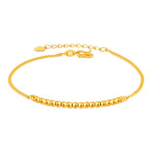 亚一黄金足金999方糖蹦迪珠手链5G工艺闪耀吸睛潮流百搭上手显白