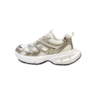 大嘴猴2026春季新款银色复古春款老爹鞋女款透气厚底休闲运动鞋子