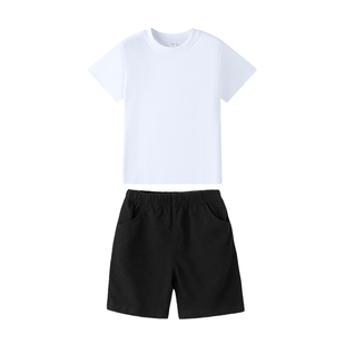 儿童演出服女童男童白色上衣黑色裤子小学生幼儿园运动会班服夏季