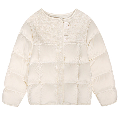 落落狷介短款拼接羽绒服女