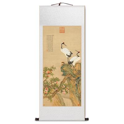 沈佺松梅双鹤图客厅玄关卷轴挂画