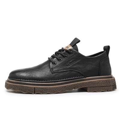 皮鞋男款冬季2025新款男士上班真皮英伦风休闲商务正装低帮马丁靴