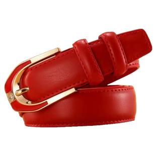 皮带女士真皮针扣结婚红色腰带本命年百搭时尚牛仔裤西裤女式裤带