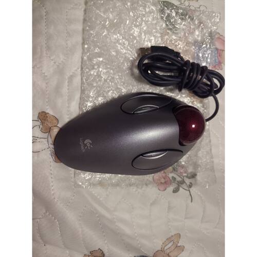 Logitech Jupiter Track Ball Mouse TBc21 Wired Office Ring Op